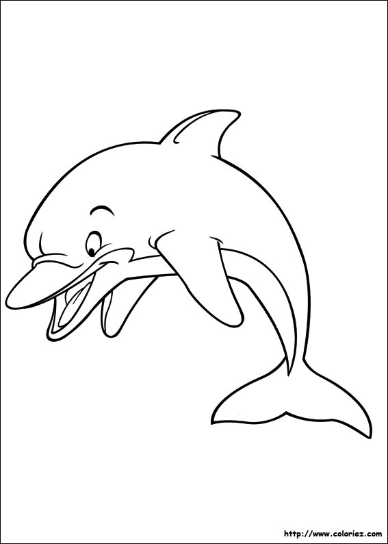 coloriage à dessiner dauphin qui saute
