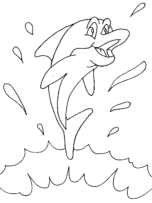dessin à colorier dauphin en couleur