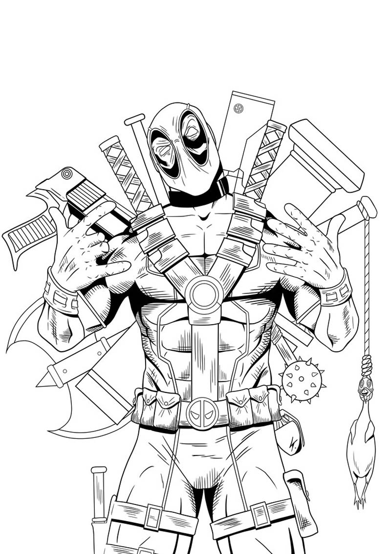 coloriage a imprimer deadpool