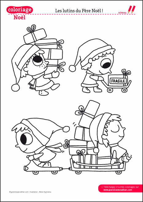 15 dessins de coloriage Des Lutins Du Père Noël à imprimer coloriage des lutins du pere noel