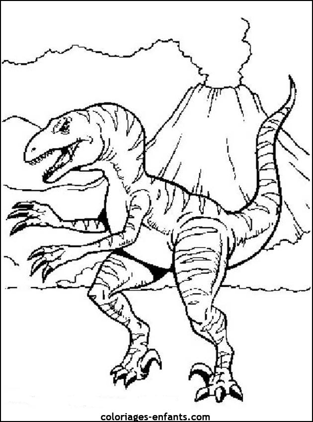 coloriage à dessiner dinosaure feroce