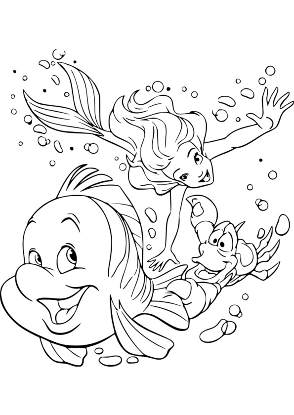 coloriage disney la petite sirene