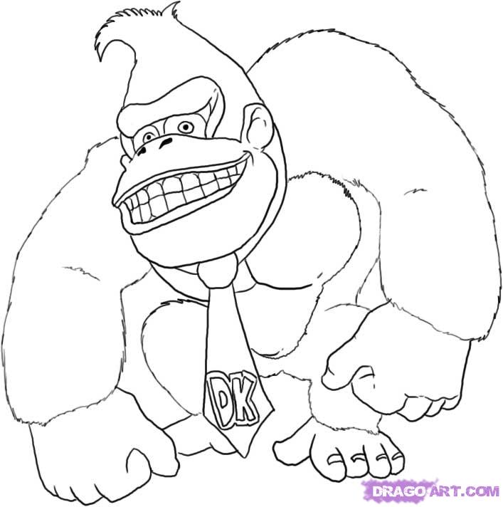 dessin à colorier donkey kong a imprimer gratuit