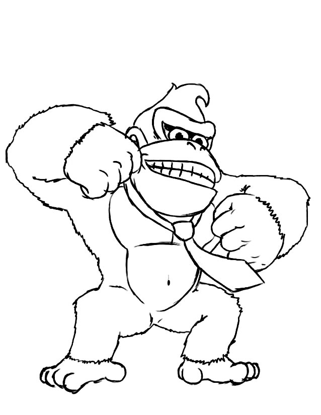 dessin à colorier donkey kong mario