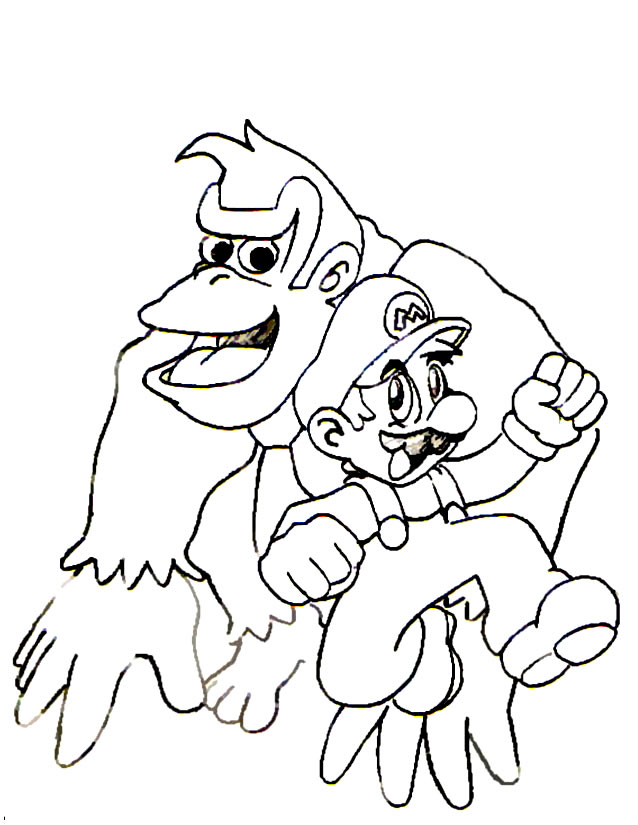 dessin à colorier donkey kong à imprimer