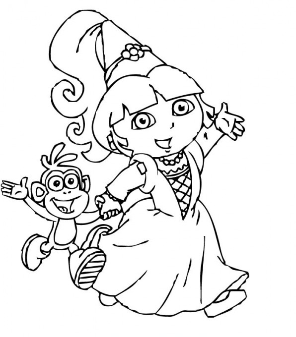 Coloriage DORA Coloriage à imprimer de DORA à la plage - coloriage dora à imprimer gratuit