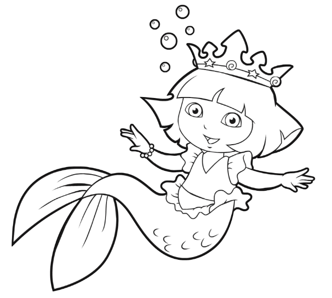 16 dessins de coloriage Dora Sirene à imprimer coloriage dora sirene