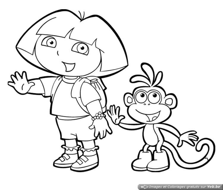 coloriage dora avec babouche