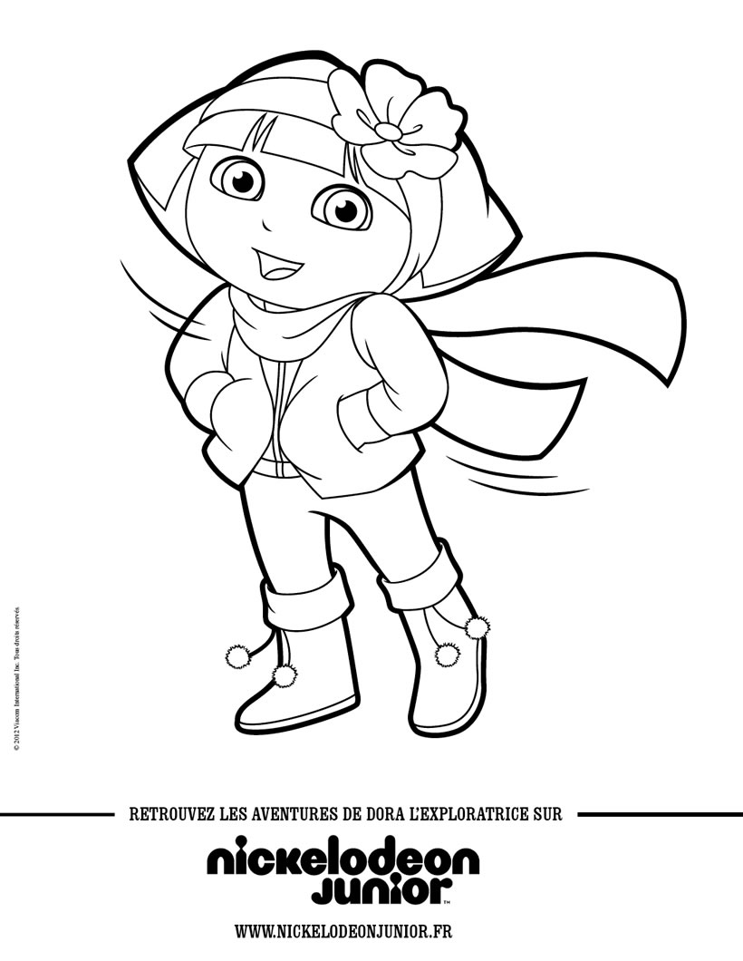 coloriage à dessiner dora anniversaire