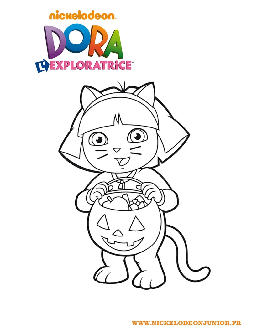 dessin à colorier dora l'exploratrice halloween