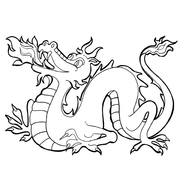 coloriage de dragon facile a dessiner