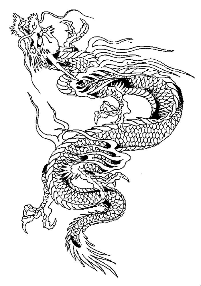 dessin à colorier dragon asiatique