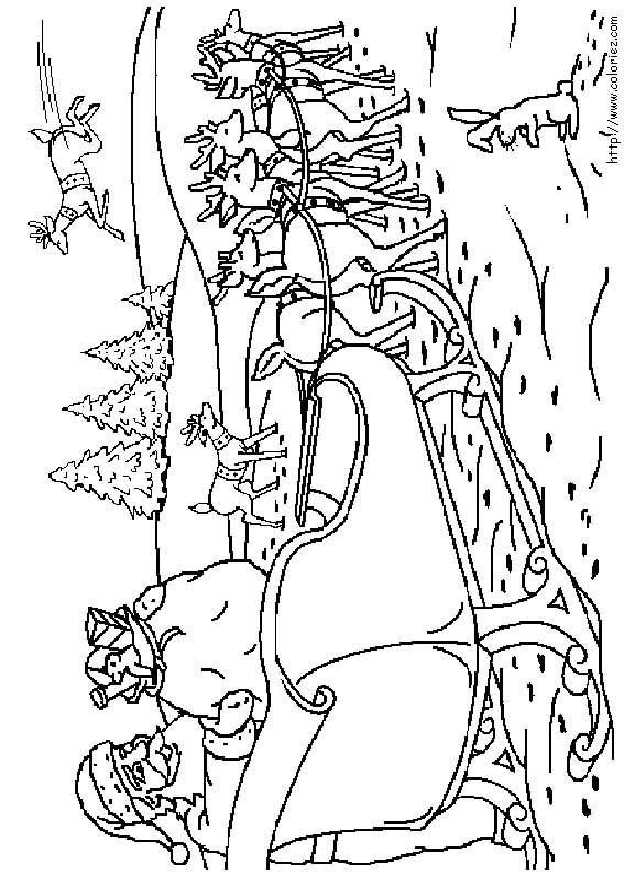 coloriage du pere noel dans son traineau