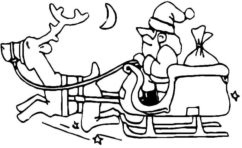 coloriage du pere noel dans son traineau