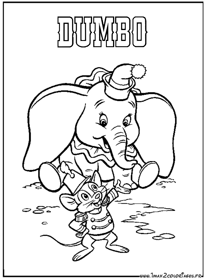 dessin à colorier dumbo et sa maman