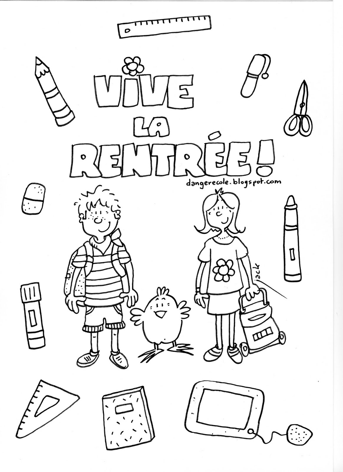 coloriage ecole rentree