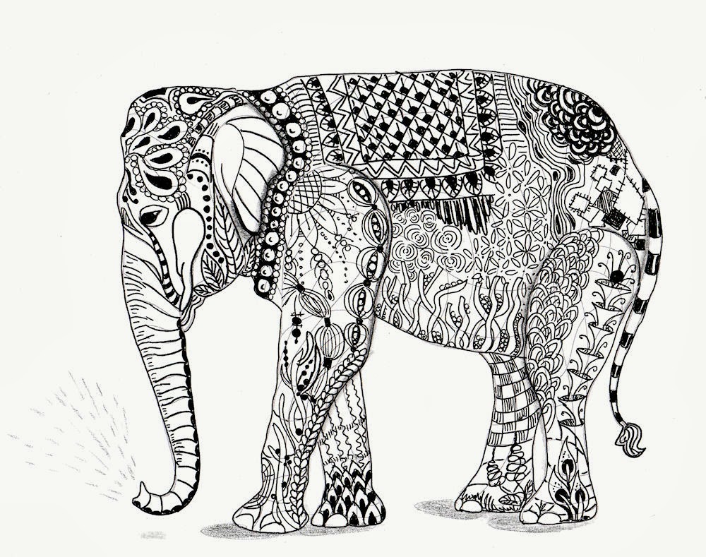coloriage d éléphant pour adulte