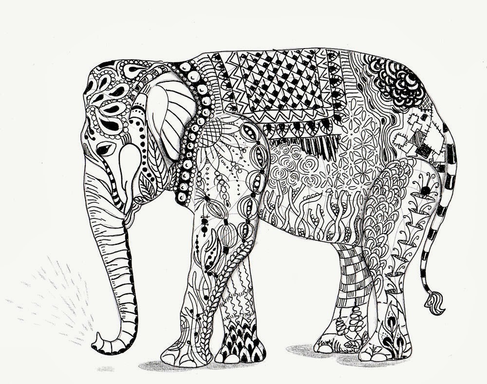 coloriage elephant adulte