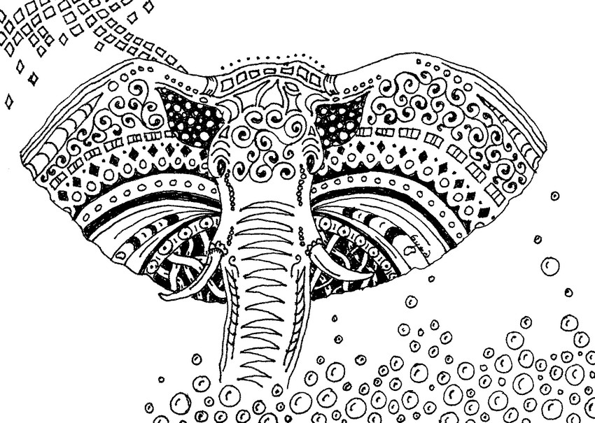 coloriage elephant adulte
