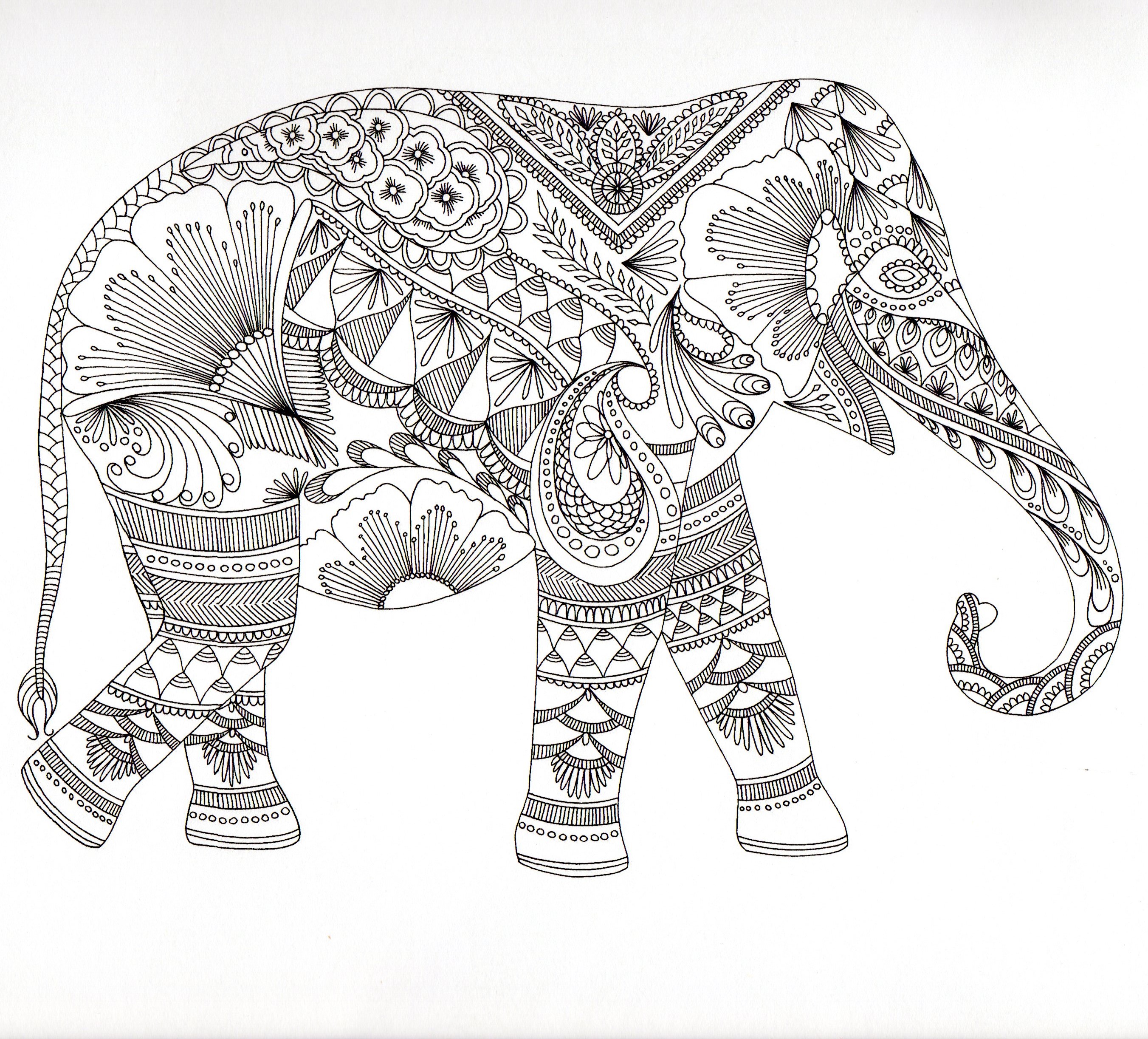 coloriage elephant mandala