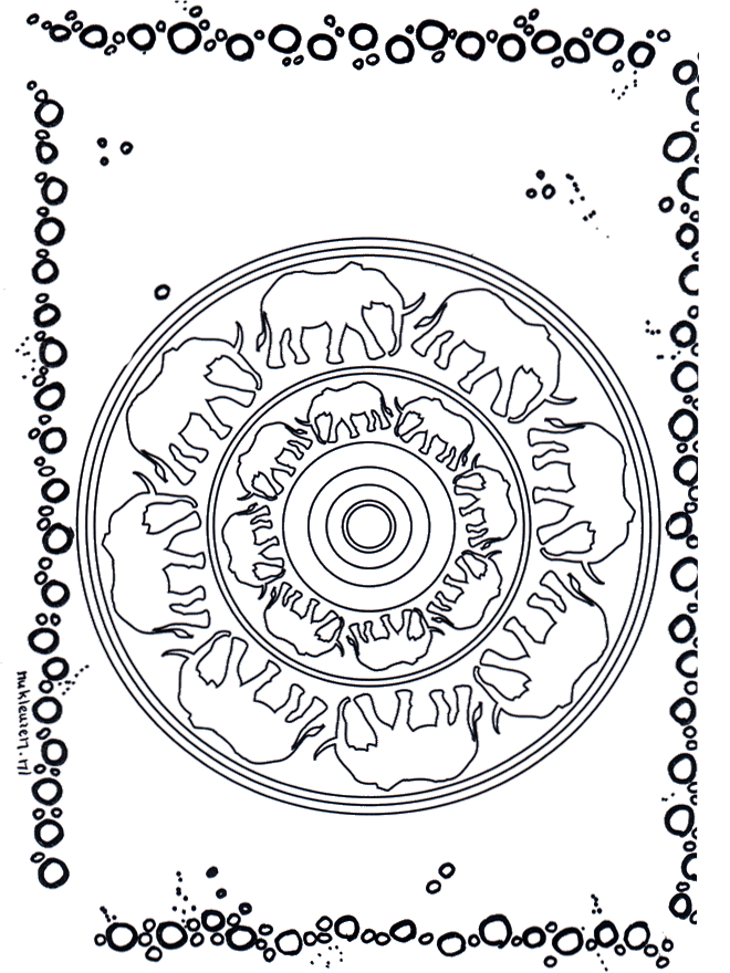 16 dessins de coloriage éléphant Mandala à imprimer