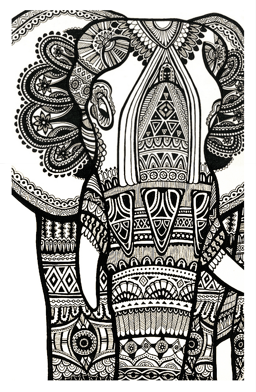 coloriage elephant mandala