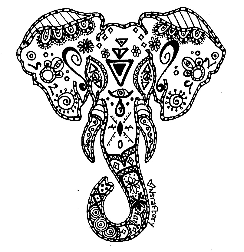 coloriage elephant mandala