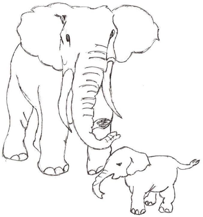 coloriage à dessiner elephant qui se douche
