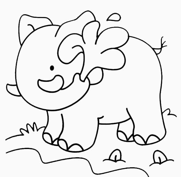 dessin à colorier d'elephants imprimer
