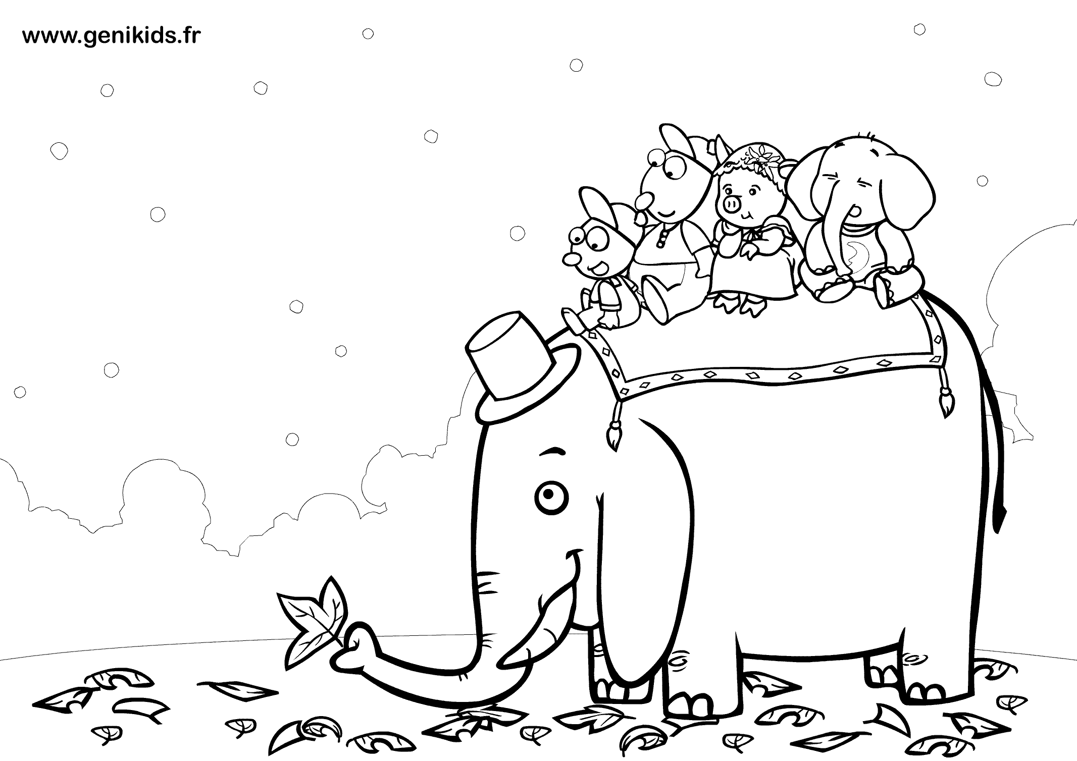 coloriage à dessiner elephant gratuit imprimer