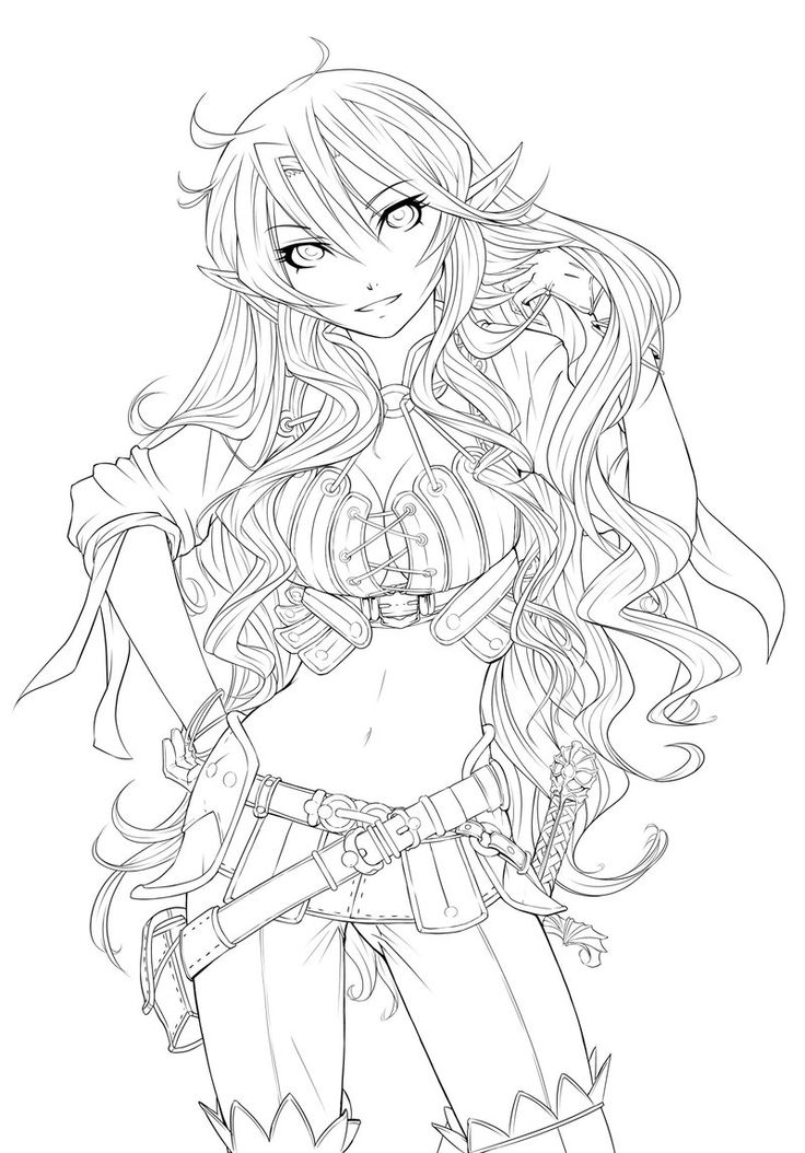 Anime Girl Elf Coloring Pages Sketch Coloring Page