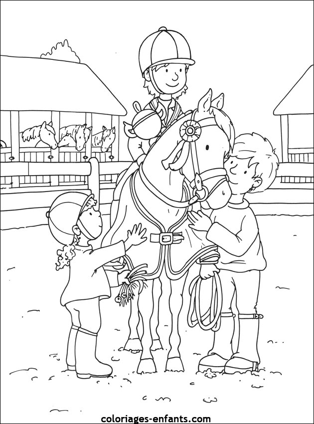 coloriage à dessiner equitation gratuit