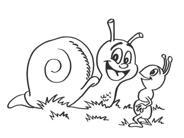 dessin à colorier famille escargot