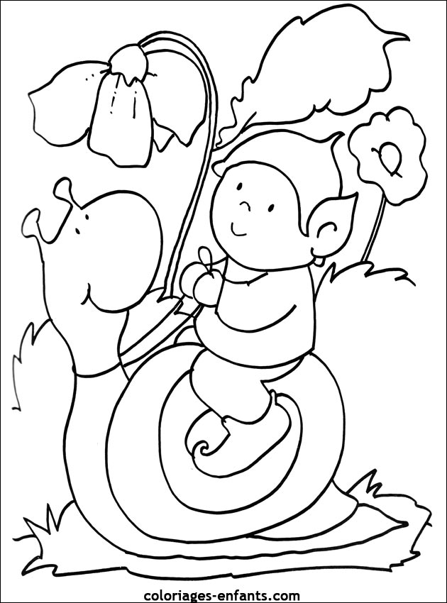 hugo l escargot dessin a colorier oui oui