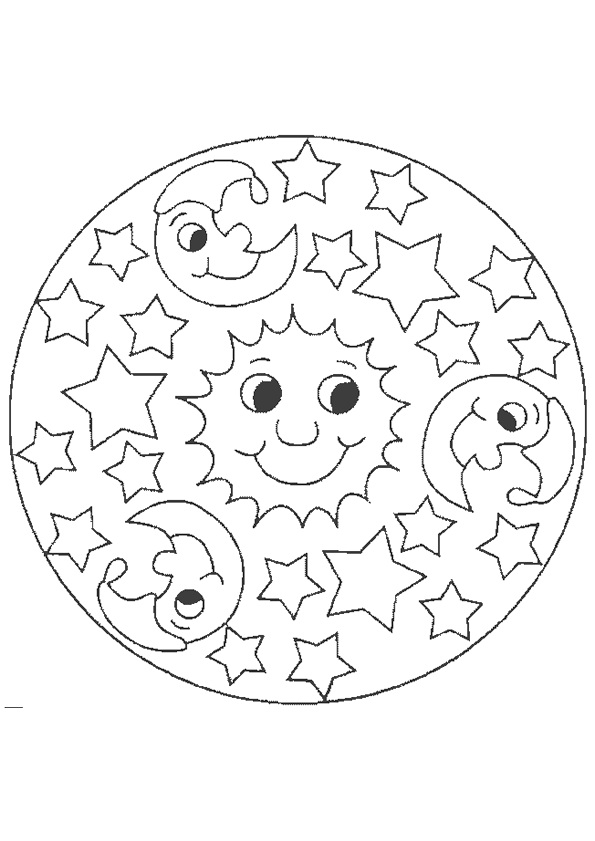 coloriage à dessiner etoile lune soleil