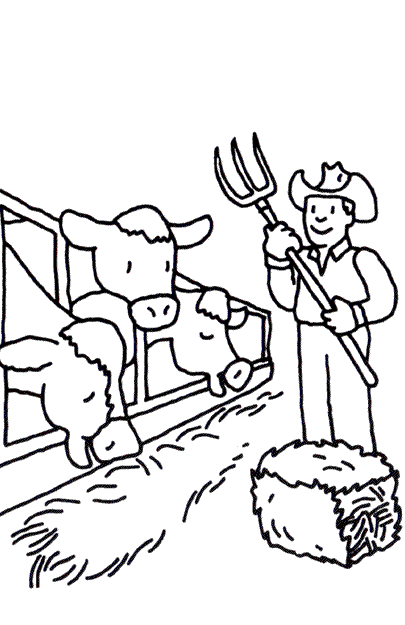 coloriage à dessiner lapin fermier