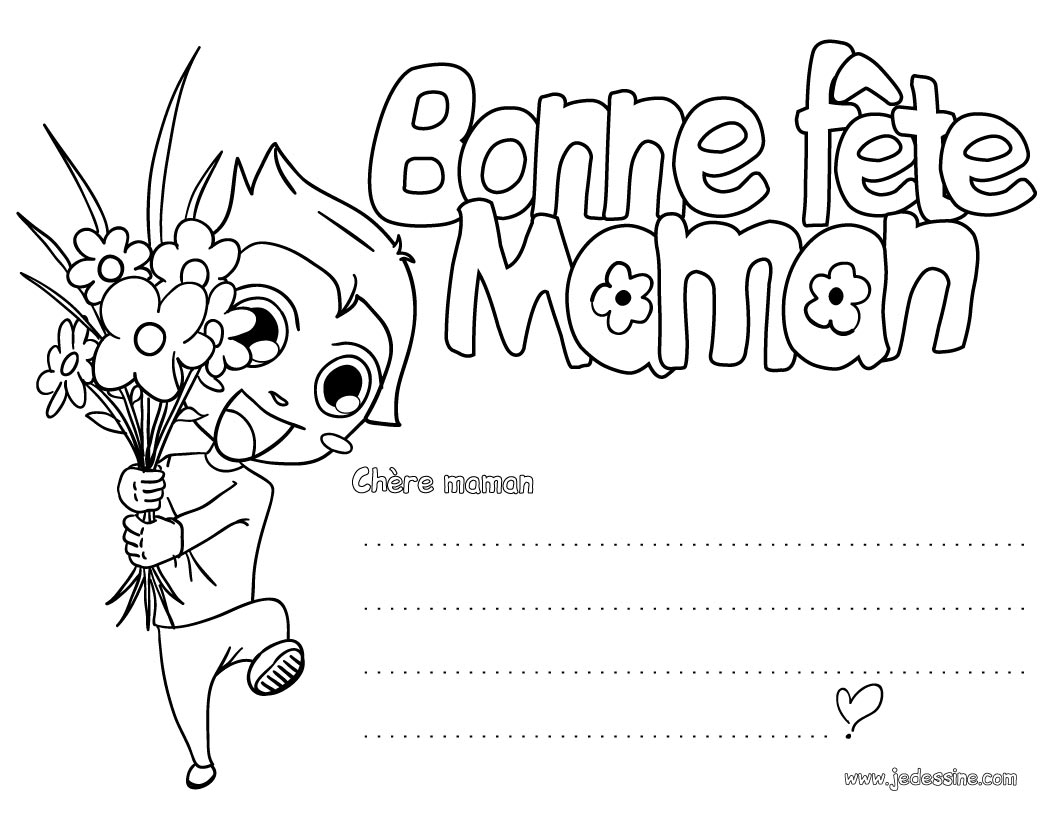 coloriage ƒ dessiner carte fete des meres