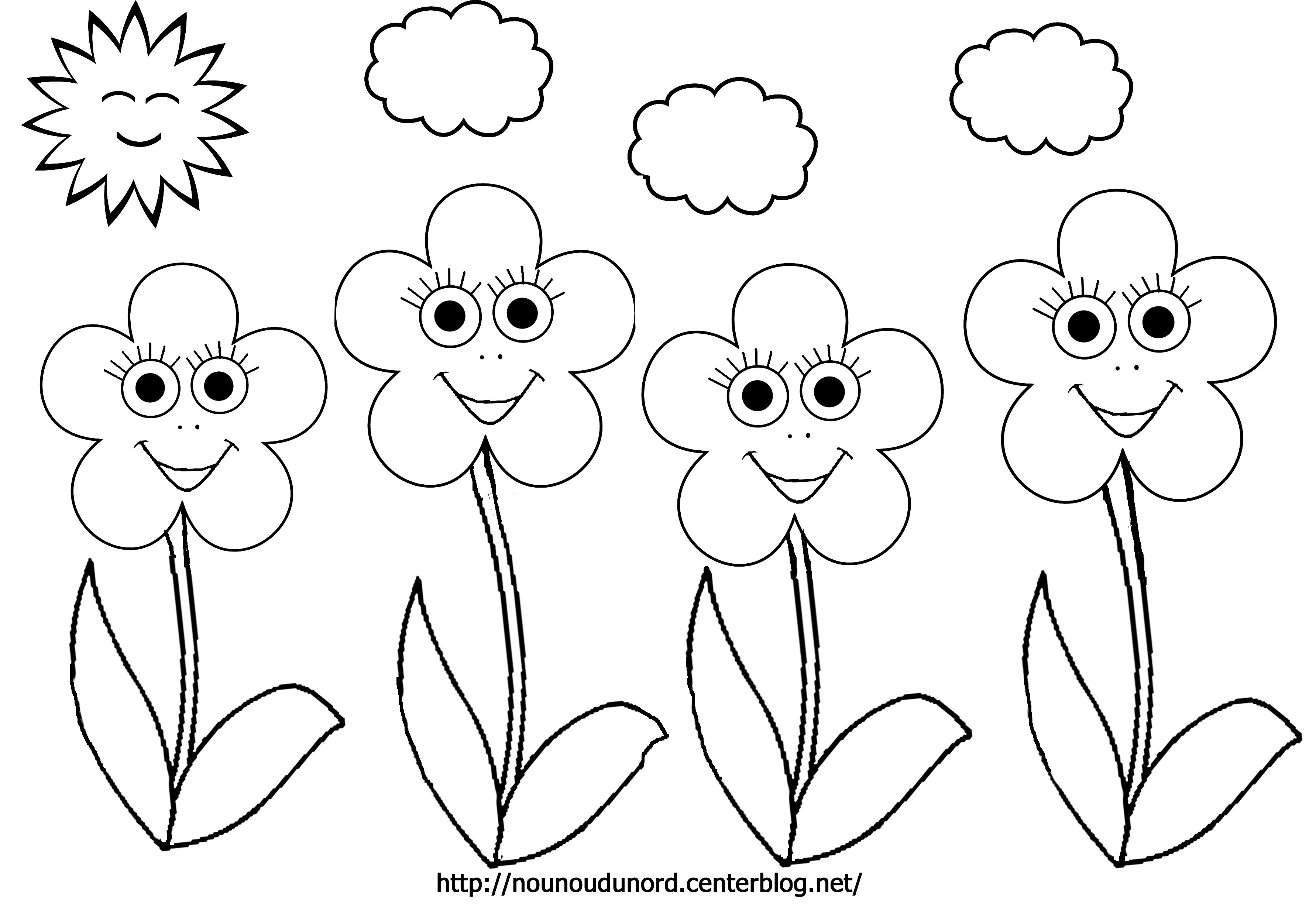 coloriage à dessiner fleurs en maternelle