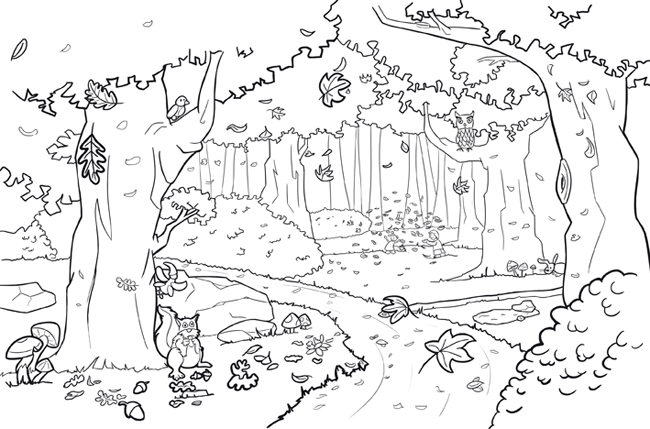 coloriage à dessiner de foret