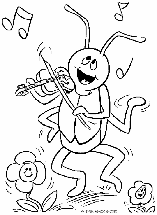 coloriage à dessiner la fourmi et la cigale