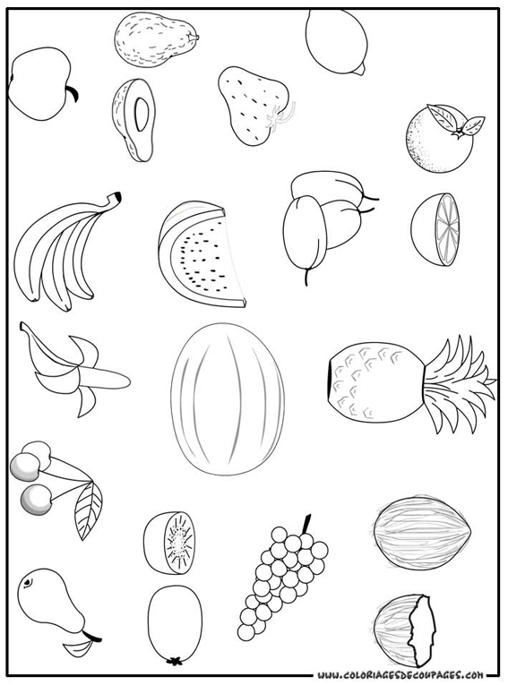 dessin  colorier fruit et legume d'automne
