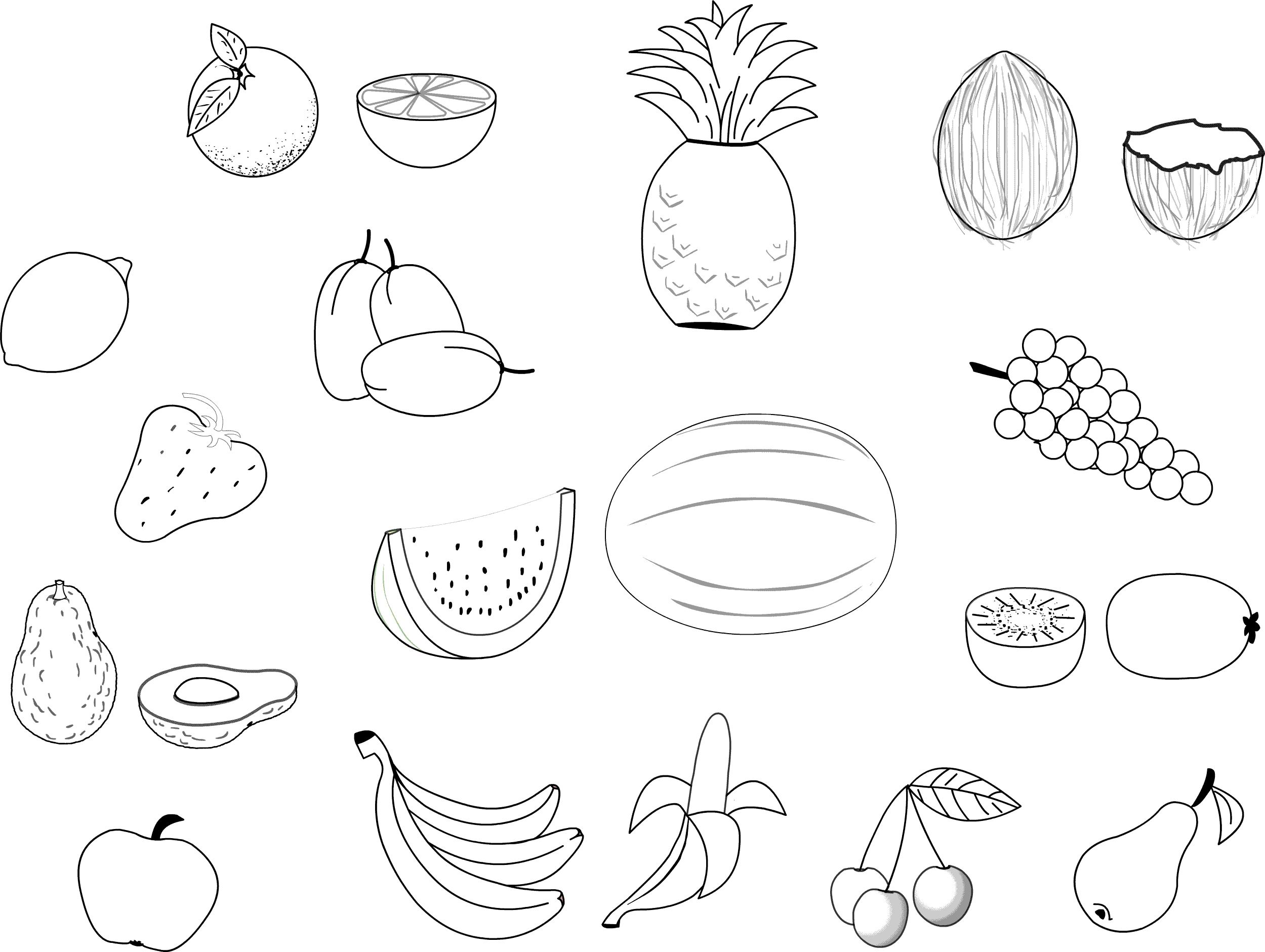 dessin à colorier fruits mangue