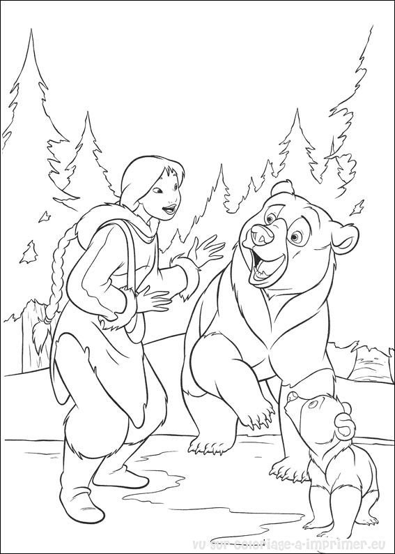 dessin à colorier frere des ours a imprimer