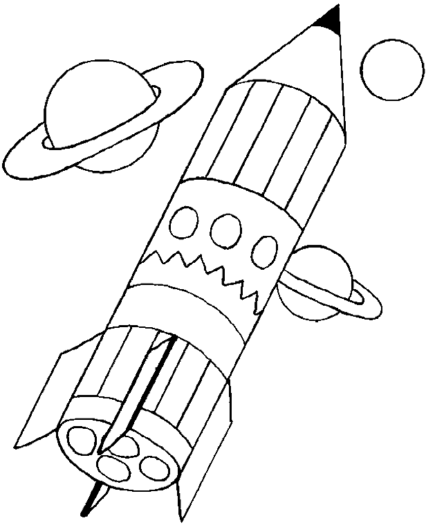 dessin à colorier fusée espace