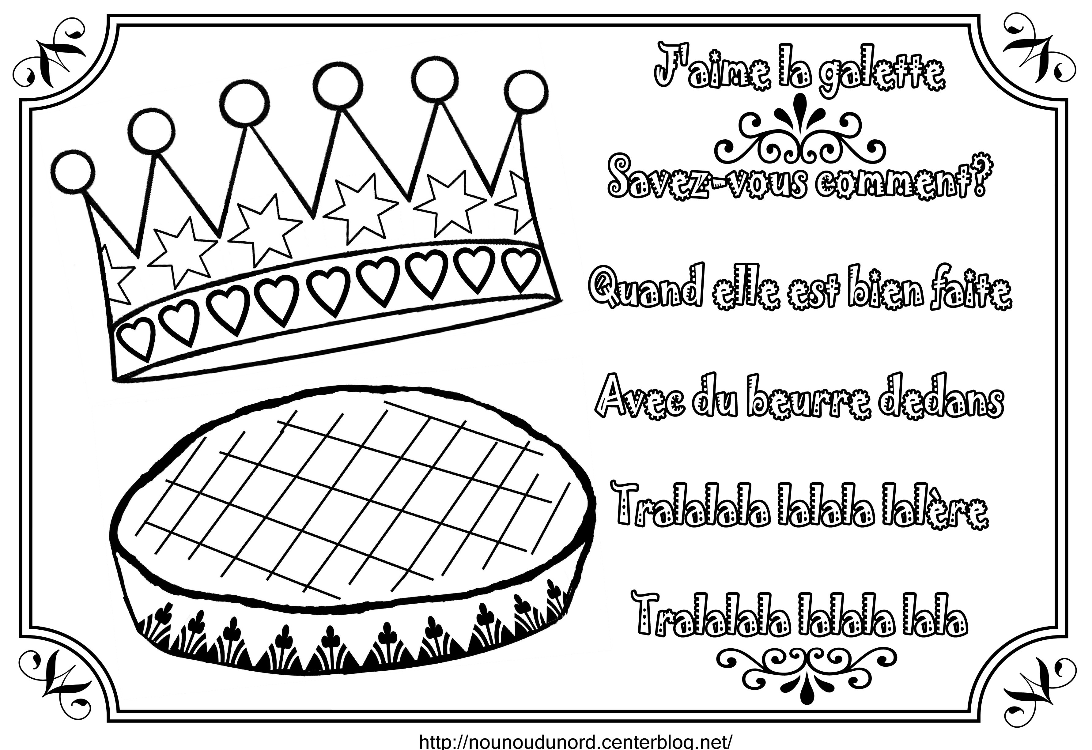 dessin galette des rois et couronne coloriage