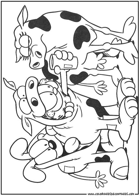 coloriage de garfield et odie a imprimer