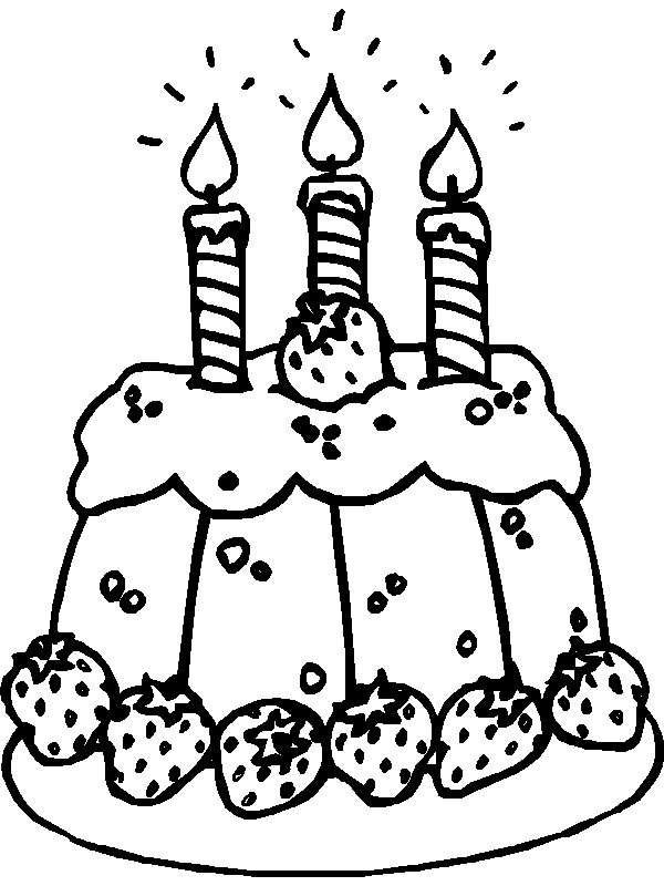 Coloriage GATEAU D'ANNIVERSAIRE Coloriage 3 ans - coloriage gateau anniversaire 3 ans