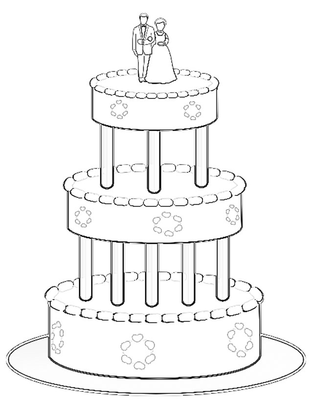 dessin a colorier gateau mariage