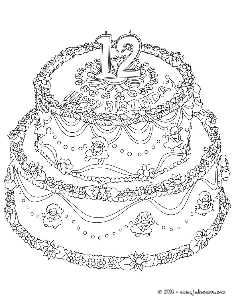 Coloriage Gateau Anniversaire Sans Bougie