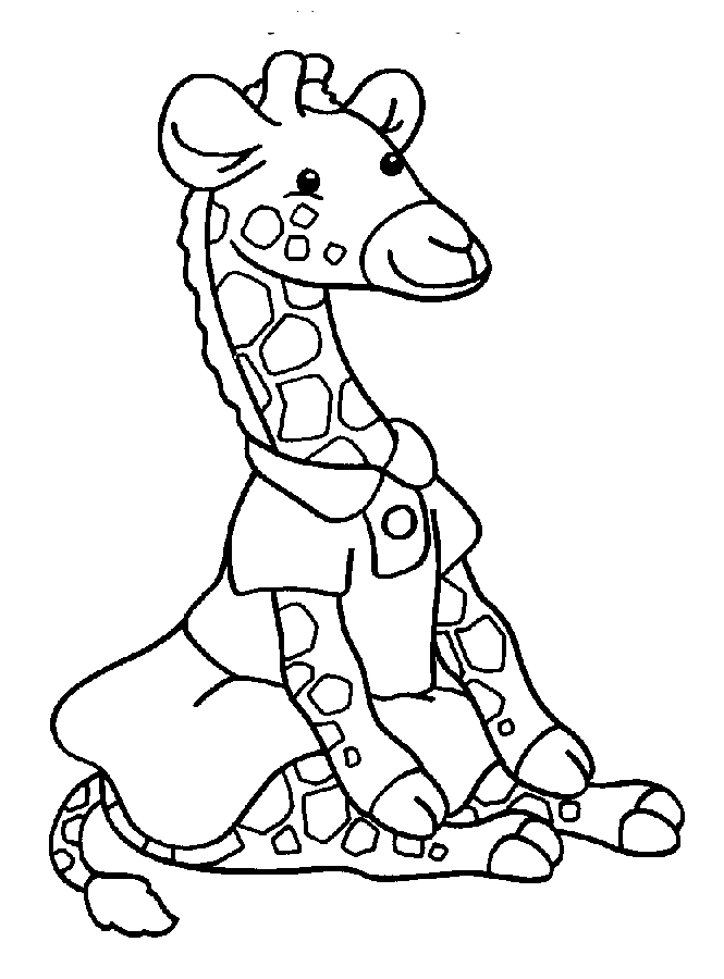 dessin à colorier girafe assise